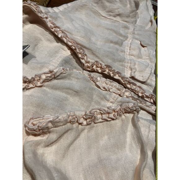 Chico's Cardigan Womens Size 1 Pink Linen Open Front Long Sleeve Solid - Picture 6 of 6